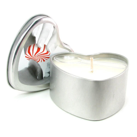 Edible Massage Oil Heart Candle 4.7oz/133g in Peppermint