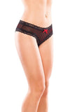 Flocked Heart Mesh Crotchless Panty in OSXL