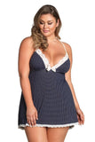 Navy and White Polka Dot Nightie in 1X/2X
