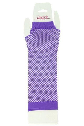 Long Fishnet Gloves in Purple