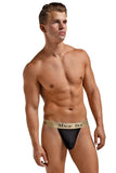 Black Rib Knit Micro Thong in L