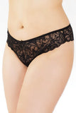 Classic Black Scalloped Lace and Mesh Thong in OSXL