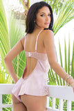 Dusty Rose Satin and Lace Teddy in L