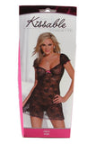 Kissable Black Lace Cap-Sleeved Dress in OS