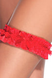 Ruffled Red Lace Leg Garter in OS
