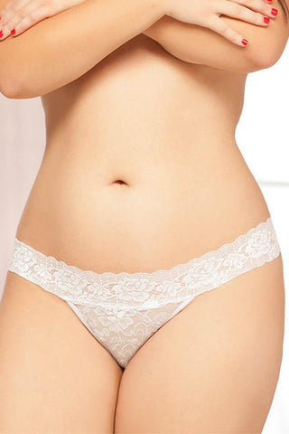 White Rose Lace Keyhole Thong in 3X/4X