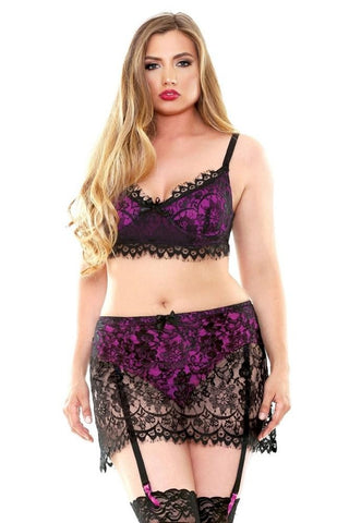 Bridgette Lace Bra, Skirt & Matching Panty in 3X