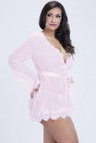 Eyelash Lace Robe & G-String Set in 1X/2X