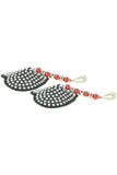 Crystal Heart Nipple Covers with Beads & Pearls in Black