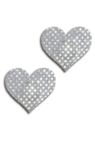 Silver Shiny Dot Heart Pasties in OS