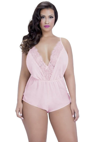 Sheer Romper with Lace Detail in 3X/4X