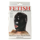 Fetish Fantasy Wet Look Open-Mouth Hood Small in Black